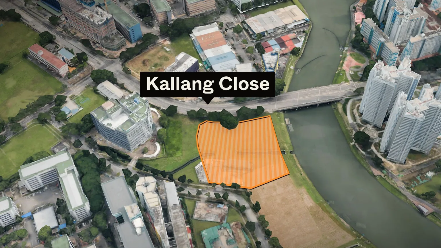 Aerial view of the Kallang Close parcel beside the Kallang River